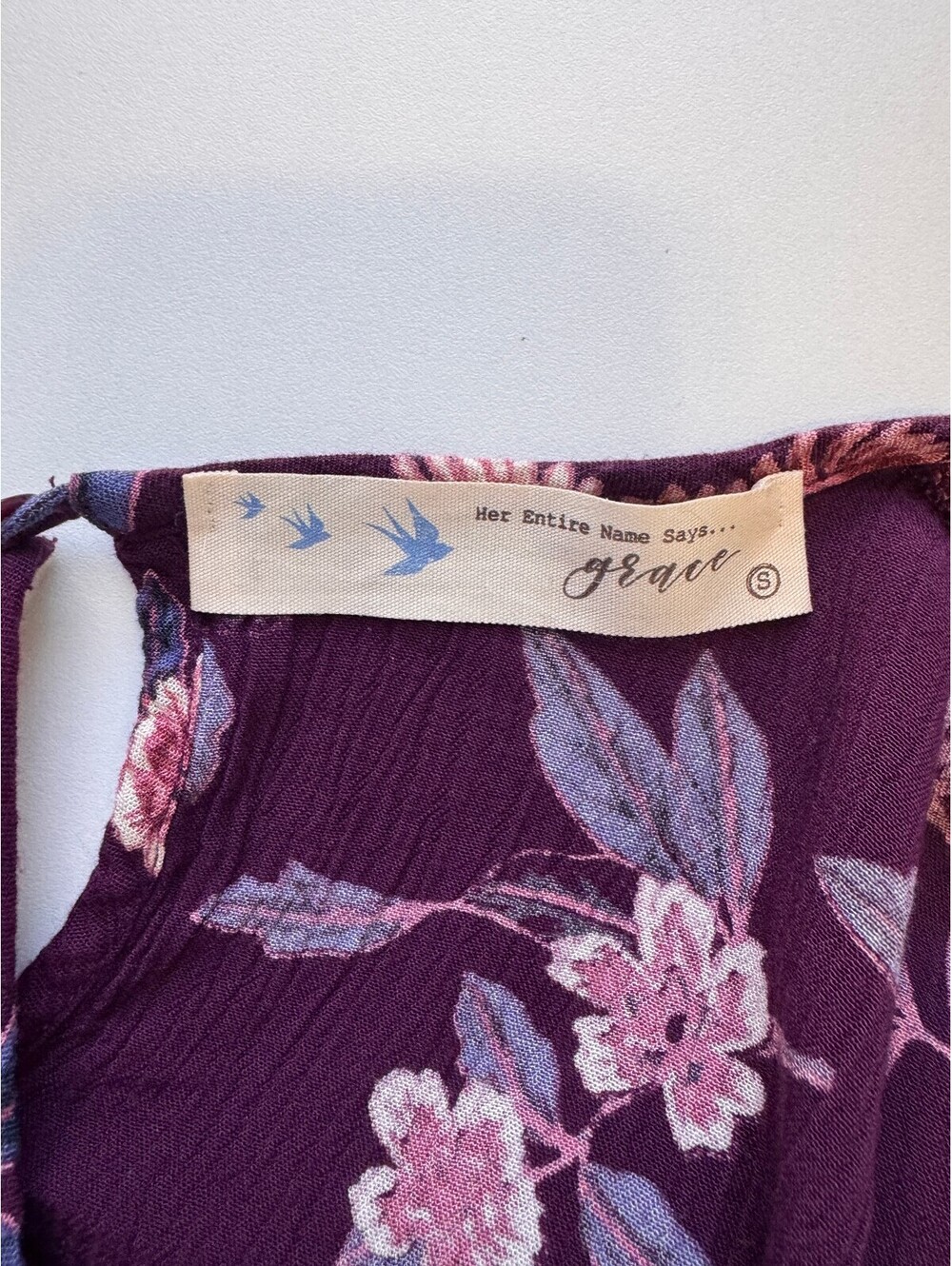 Anthropologie Boho Floral Wrap Blouse Bell Sleeve Romantic Purple Top Size Small - Picture 8 of 8